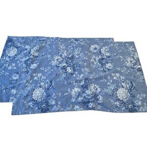 VTG Crown Crafts Blue Floral Cottagecore French Country King Shams, Set of 2